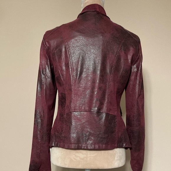 Grace Elements Red Faux Leather Jacket with Waterfall Lapels - size Small - Picture 5 of 14